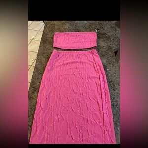 SHEIN Pink Textured Skirt Set